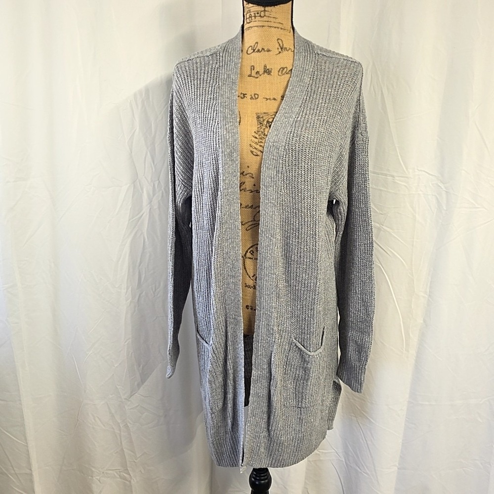 NWT Sonoma Womens sz XL Everyday Cardigan Sweater Gray Open Front Pockets Cozy